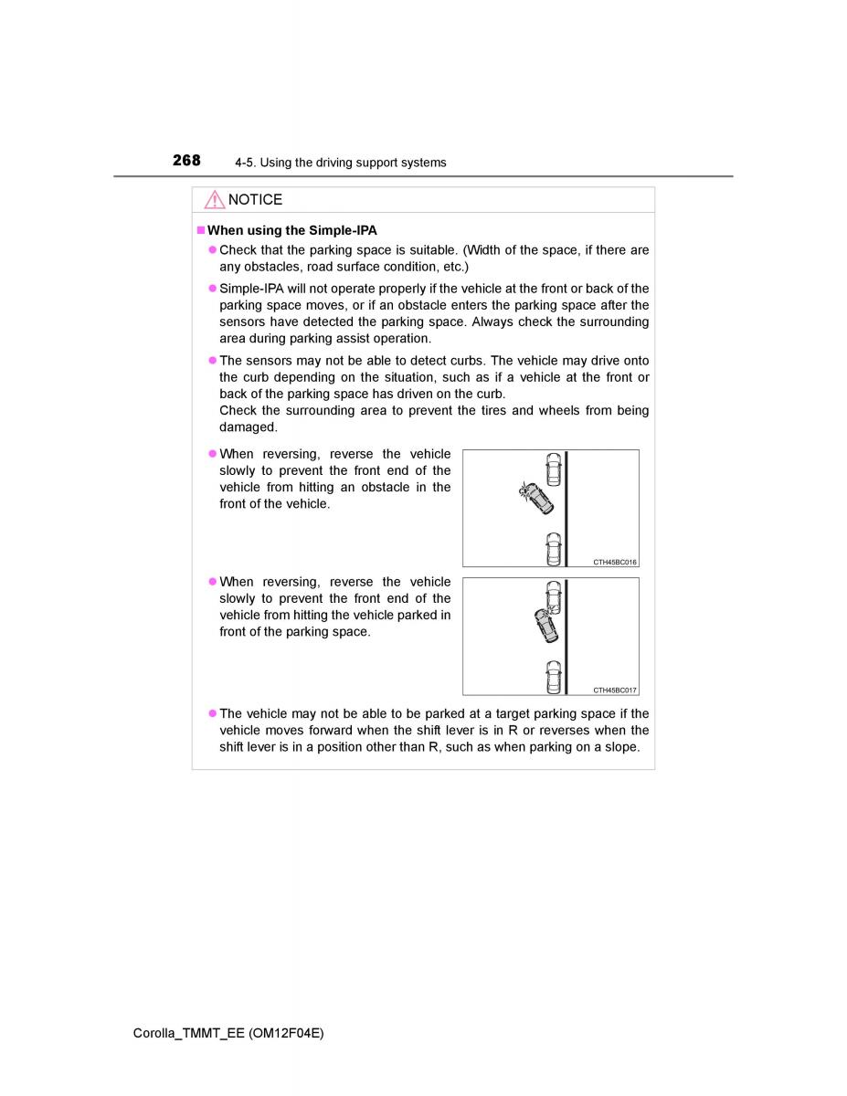 Toyota Corolla XI 11 E160 owners manual / page 268