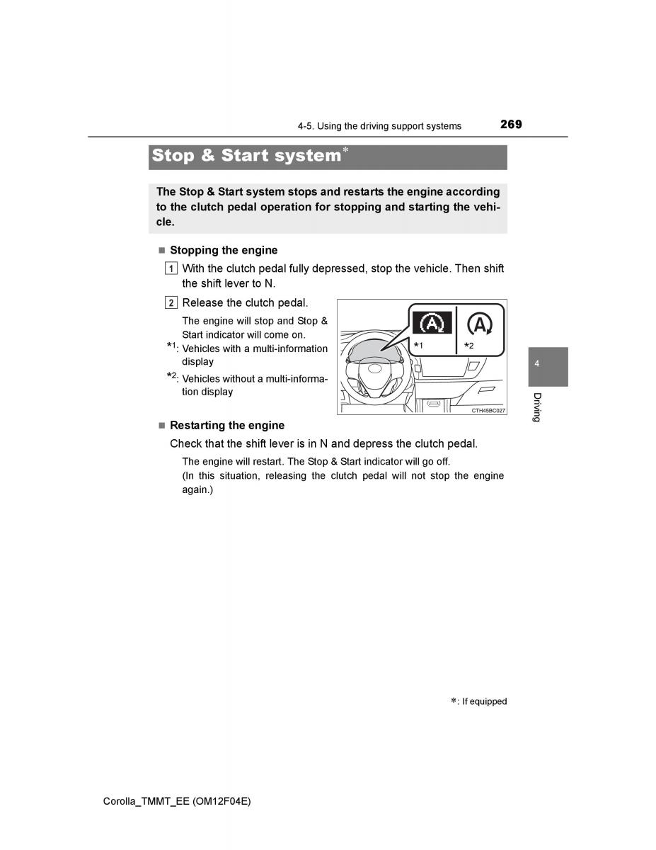 Toyota Corolla XI 11 E160 owners manual / page 269