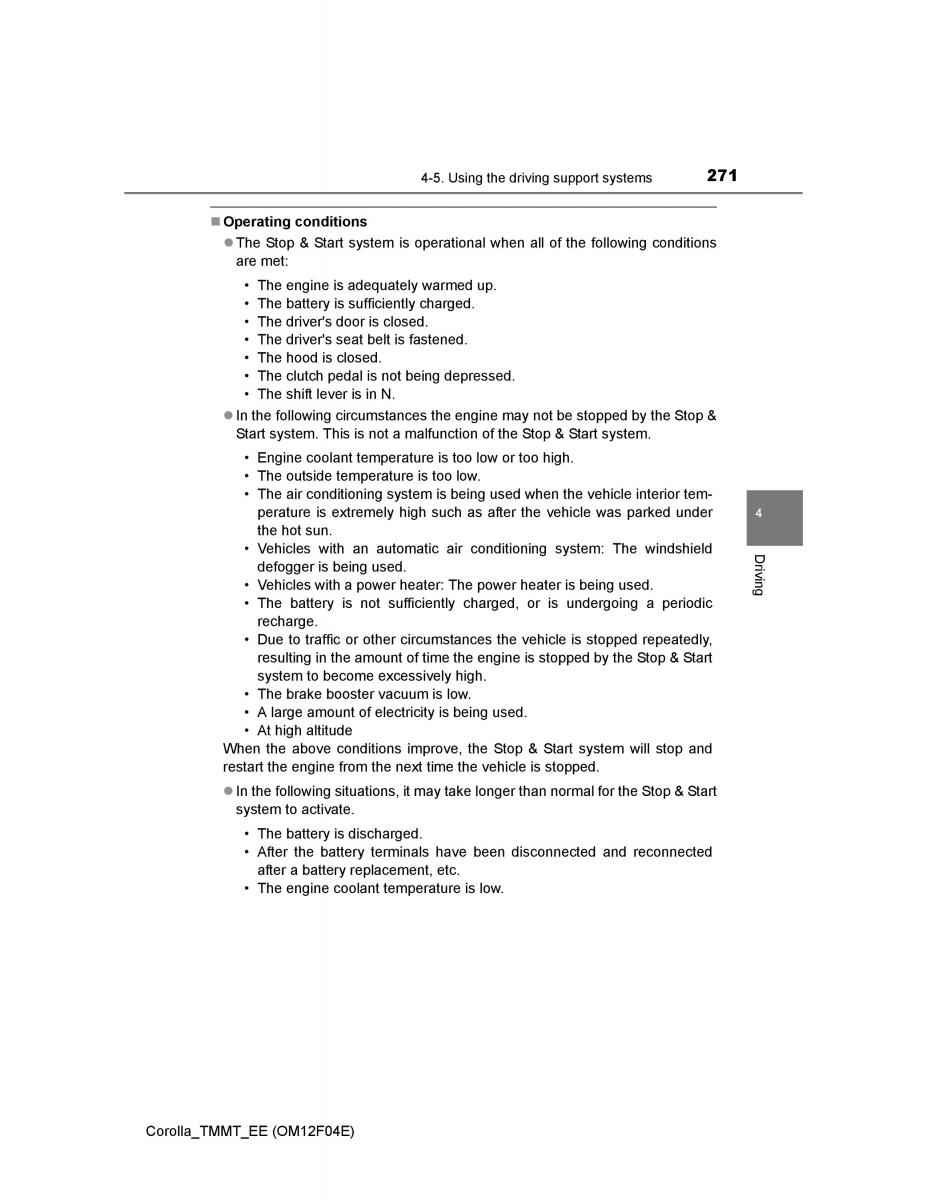 Toyota Corolla XI 11 E160 owners manual / page 271