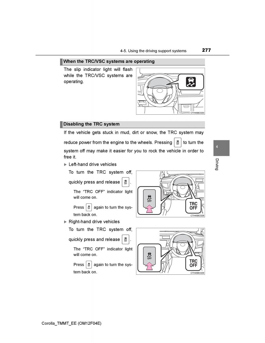 Toyota Corolla XI 11 E160 owners manual / page 277