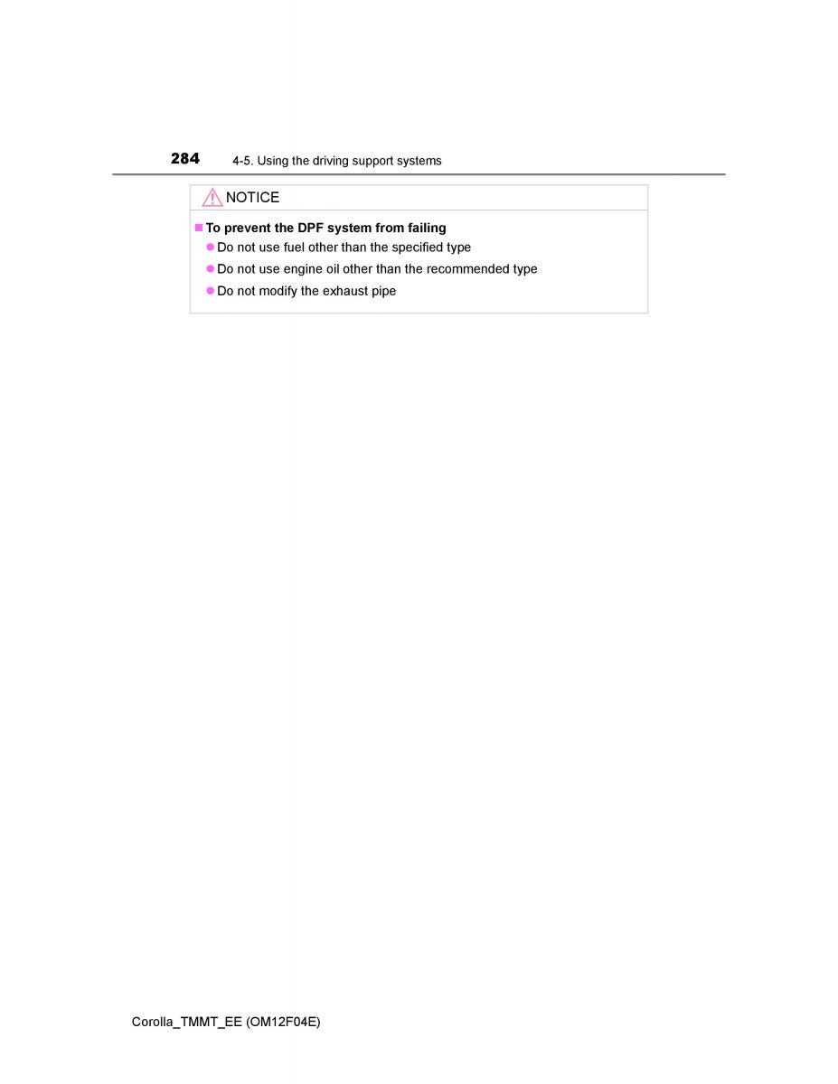 Toyota Corolla XI 11 E160 owners manual / page 284