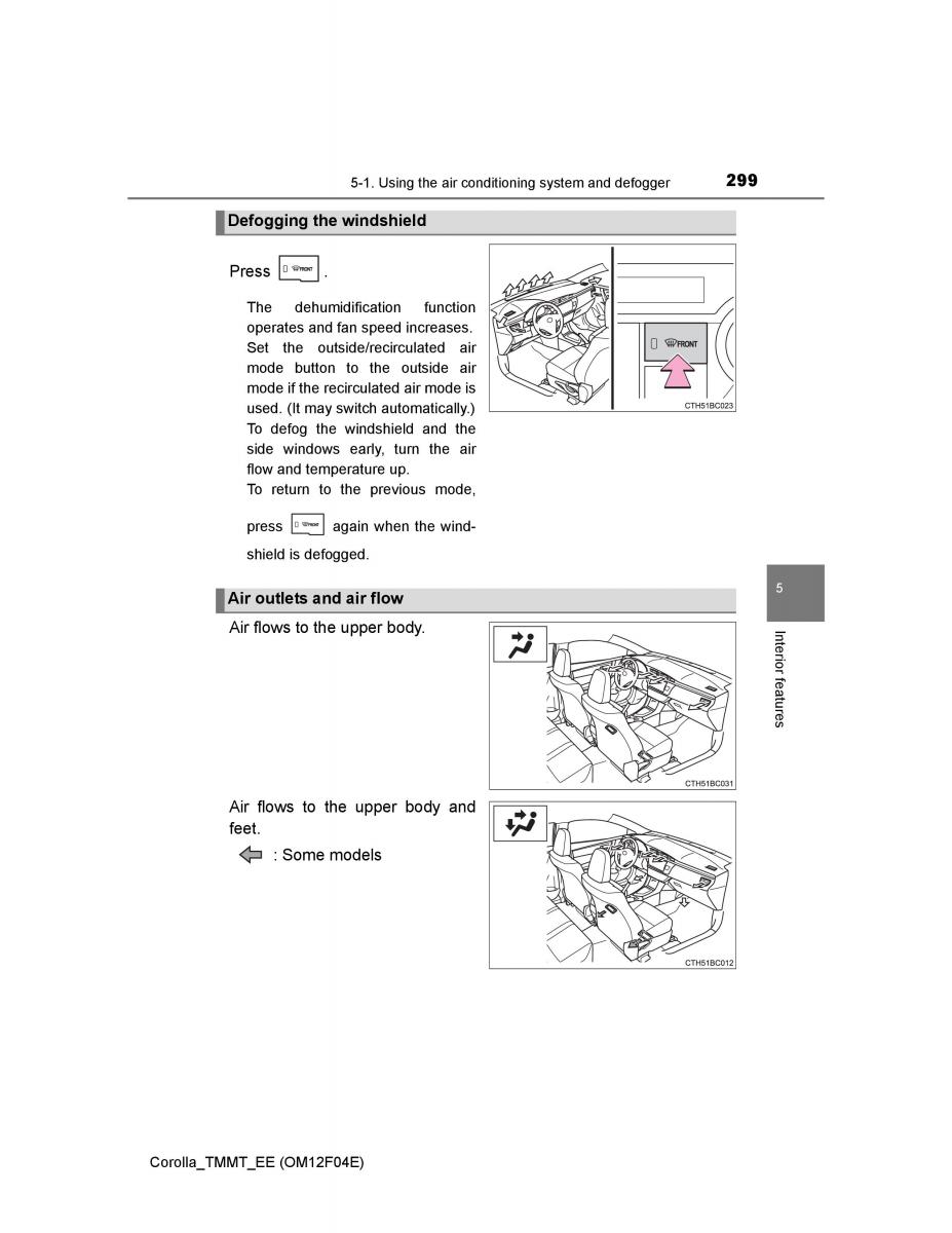 Toyota Corolla XI 11 E160 owners manual / page 299