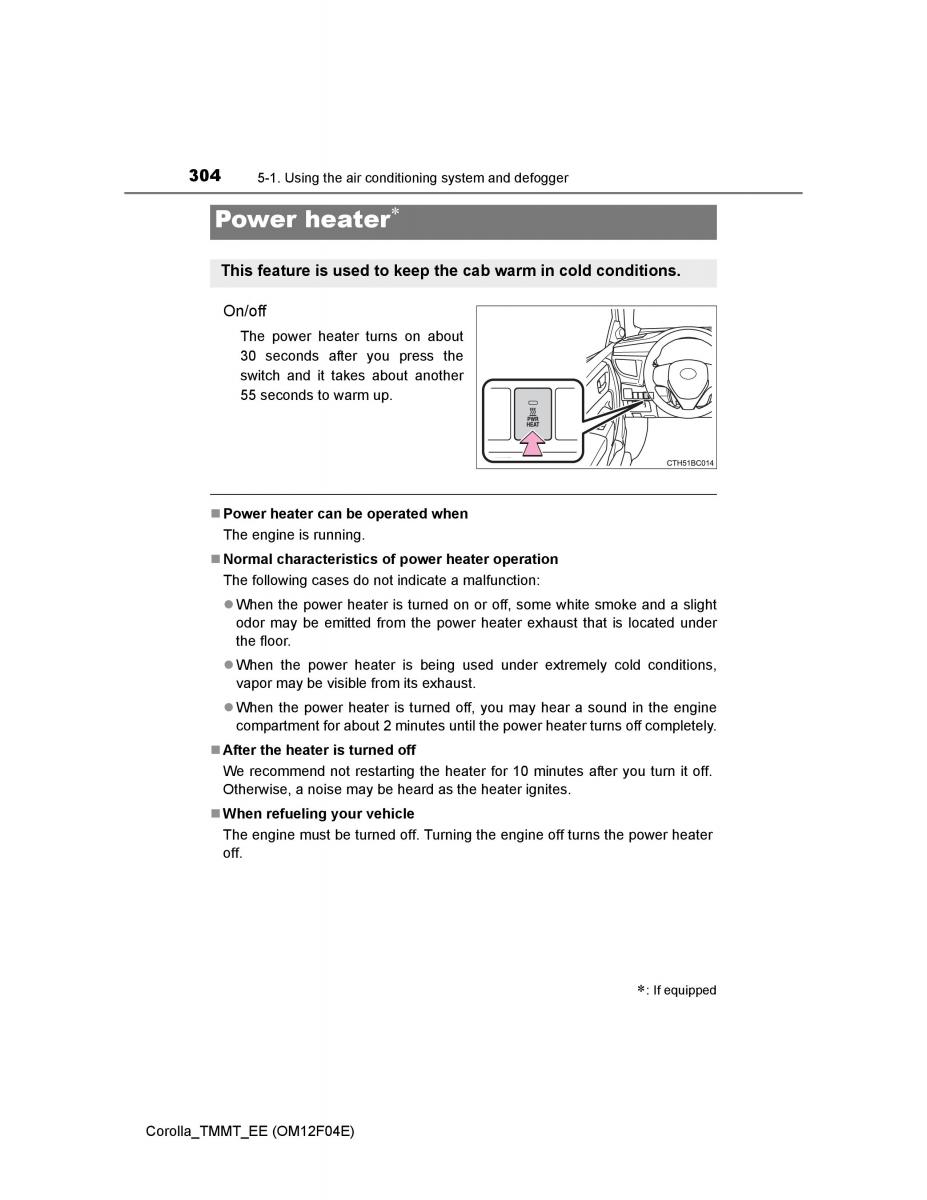 Toyota Corolla XI 11 E160 owners manual / page 304