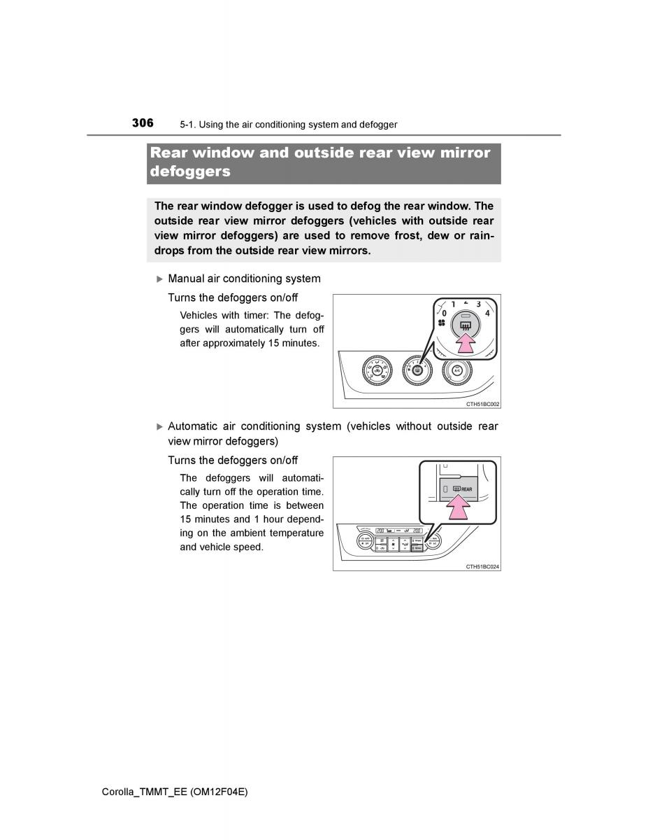 Toyota Corolla XI 11 E160 owners manual / page 306