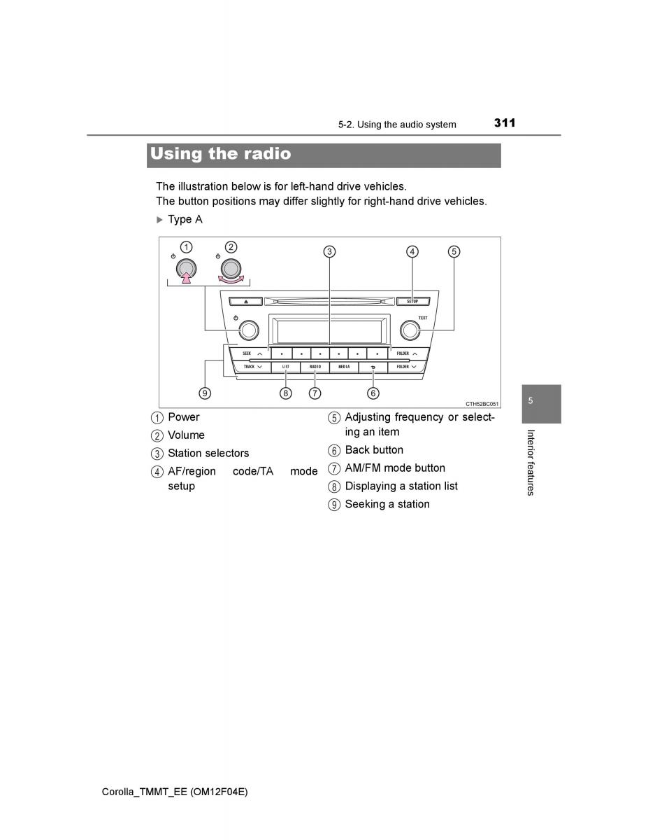 Toyota Corolla XI 11 E160 owners manual / page 311