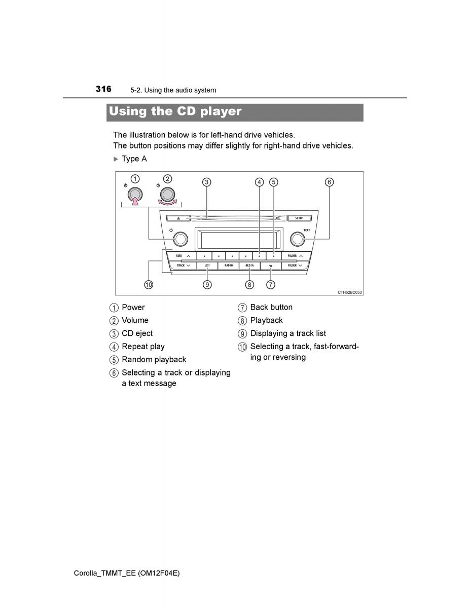 Toyota Corolla XI 11 E160 owners manual / page 316