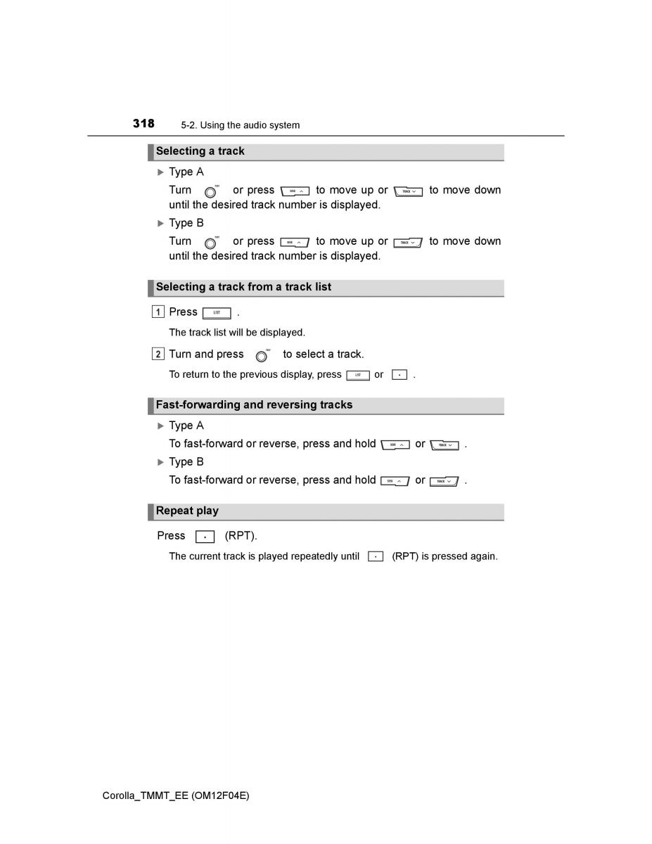 Toyota Corolla XI 11 E160 owners manual / page 318