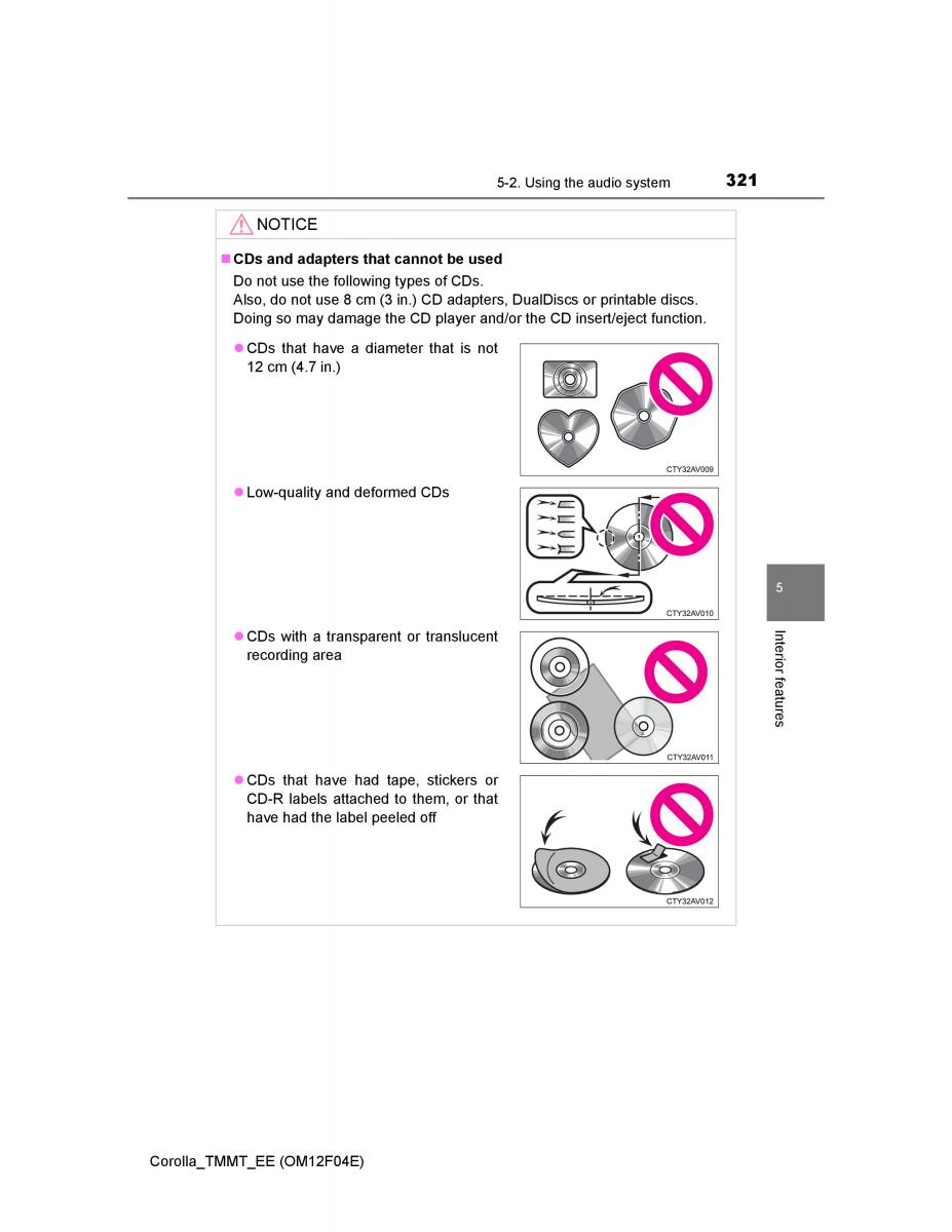 Toyota Corolla XI 11 E160 owners manual / page 321