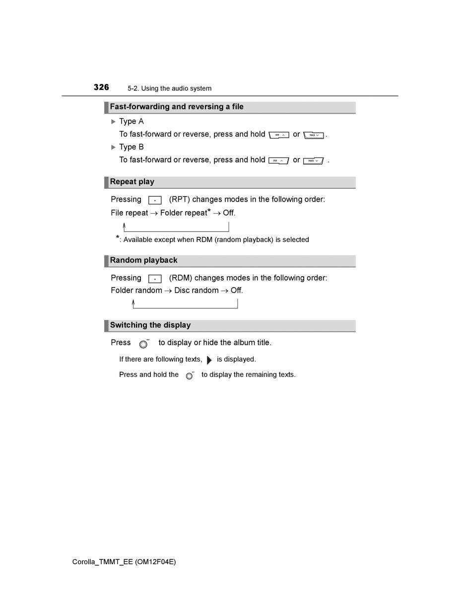 Toyota Corolla XI 11 E160 owners manual / page 326