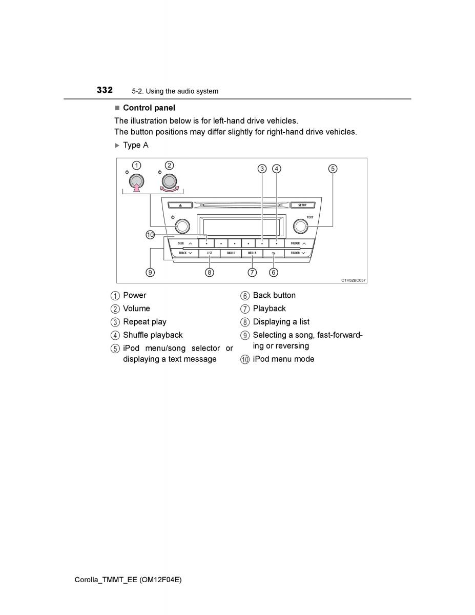 Toyota Corolla XI 11 E160 owners manual / page 332