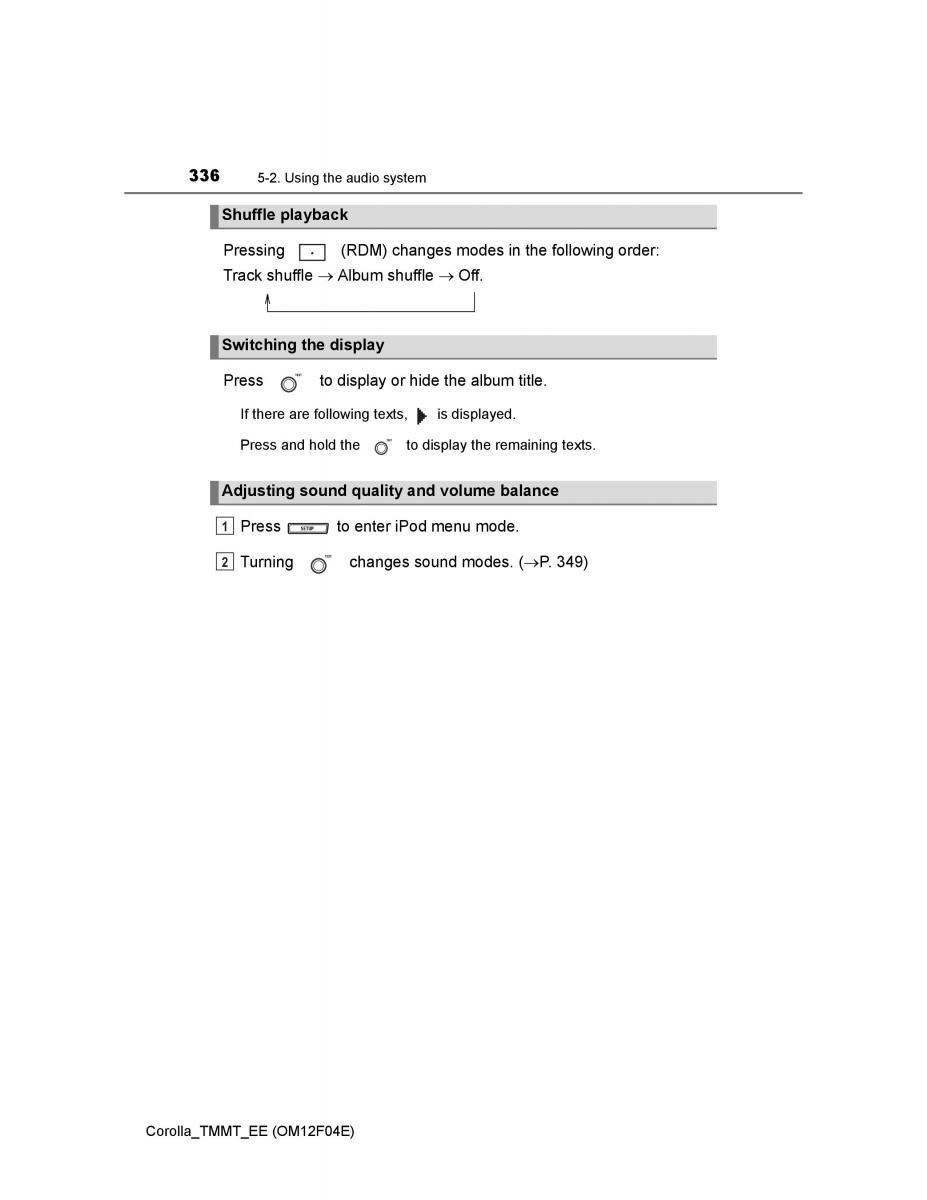 Toyota Corolla XI 11 E160 owners manual / page 336