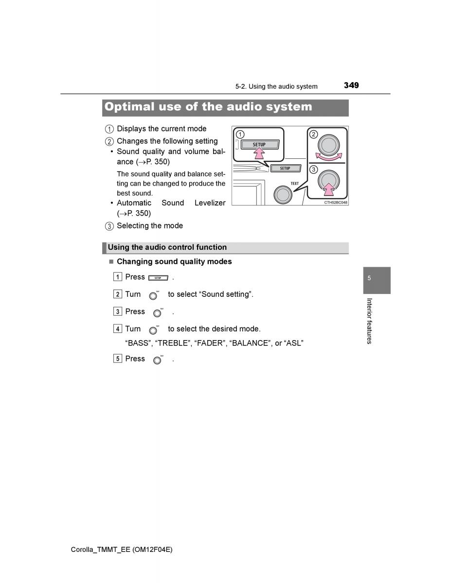 Toyota Corolla XI 11 E160 owners manual / page 349