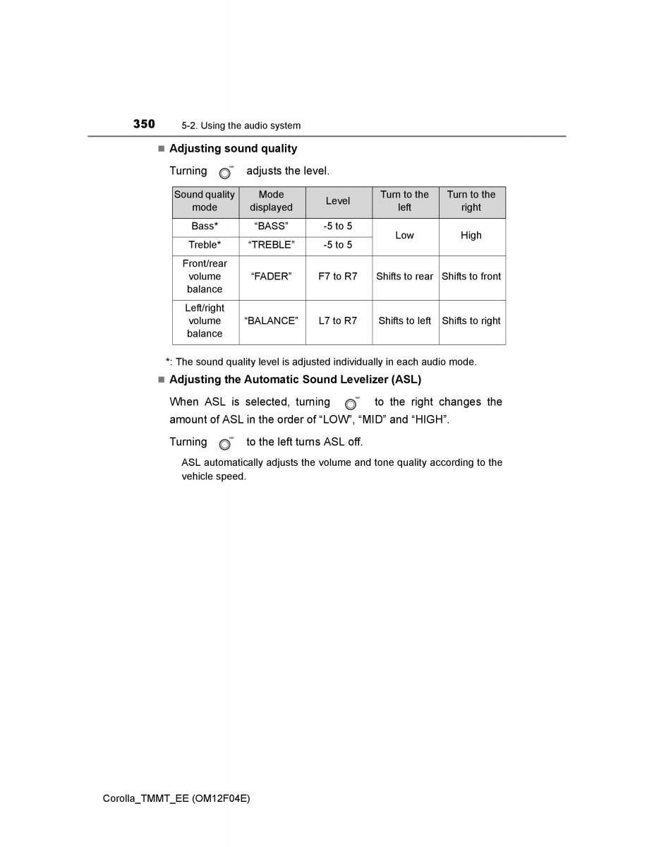 Toyota Corolla XI 11 E160 owners manual / page 350