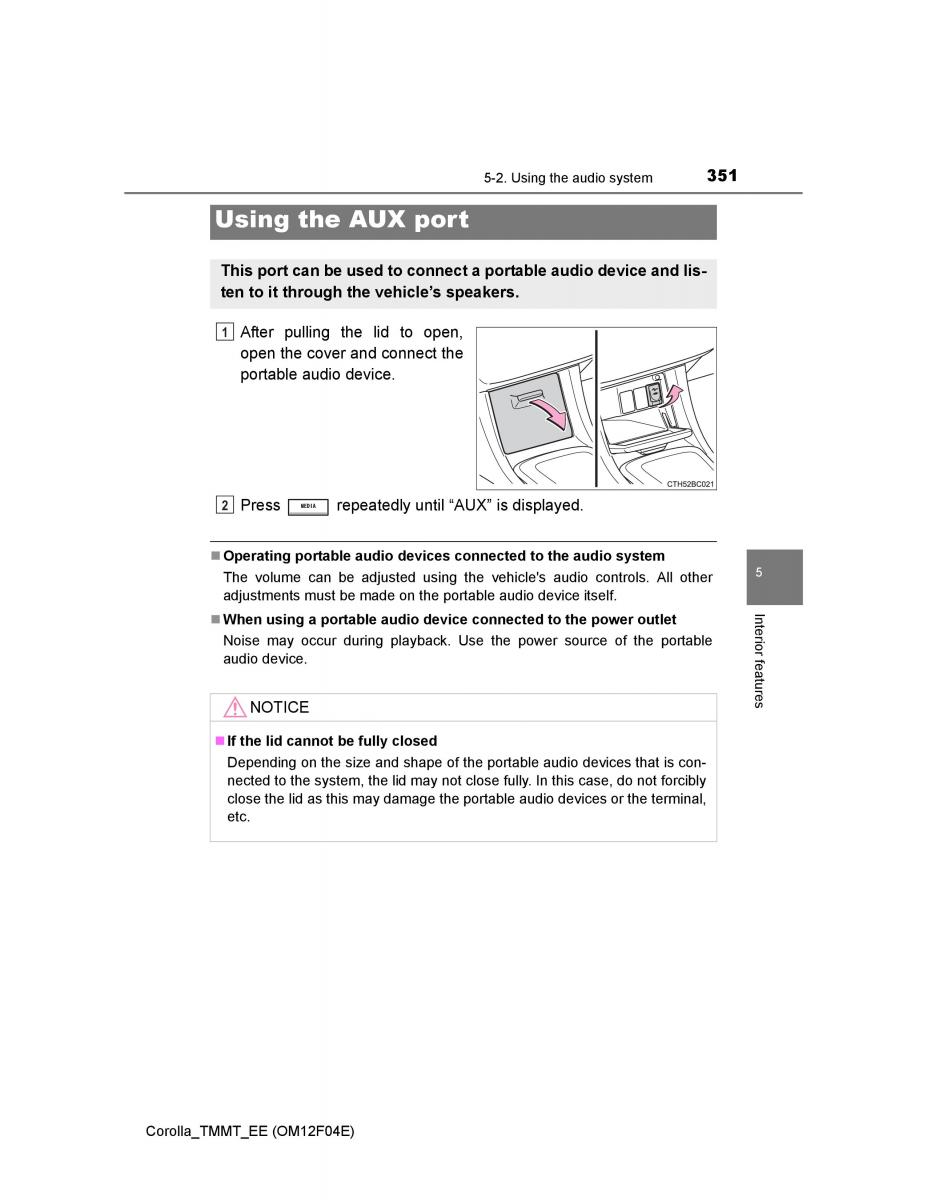 Toyota Corolla XI 11 E160 owners manual / page 351