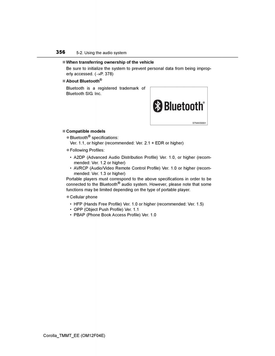 Toyota Corolla XI 11 E160 owners manual / page 356