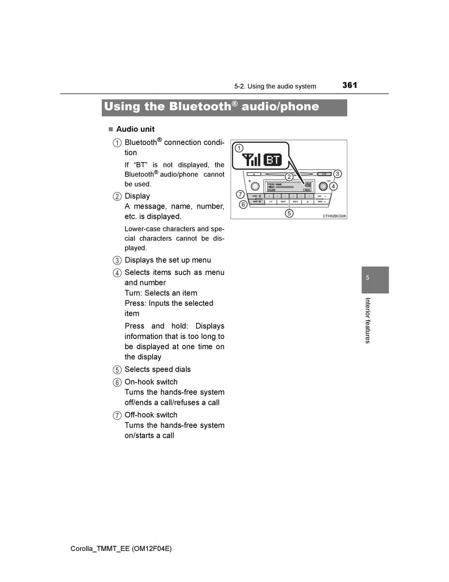 Toyota Corolla XI 11 E160 owners manual / page 361