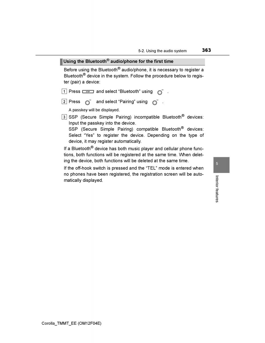 Toyota Corolla XI 11 E160 owners manual / page 363