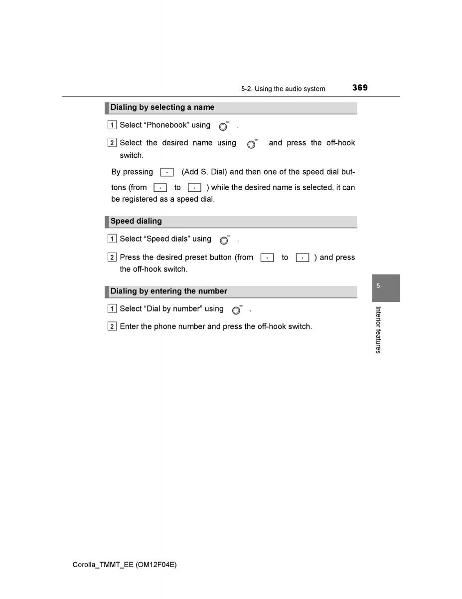 Toyota Corolla XI 11 E160 owners manual / page 369