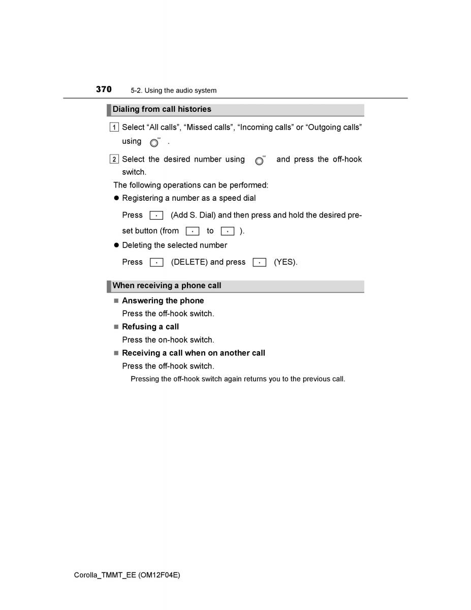 Toyota Corolla XI 11 E160 owners manual / page 370