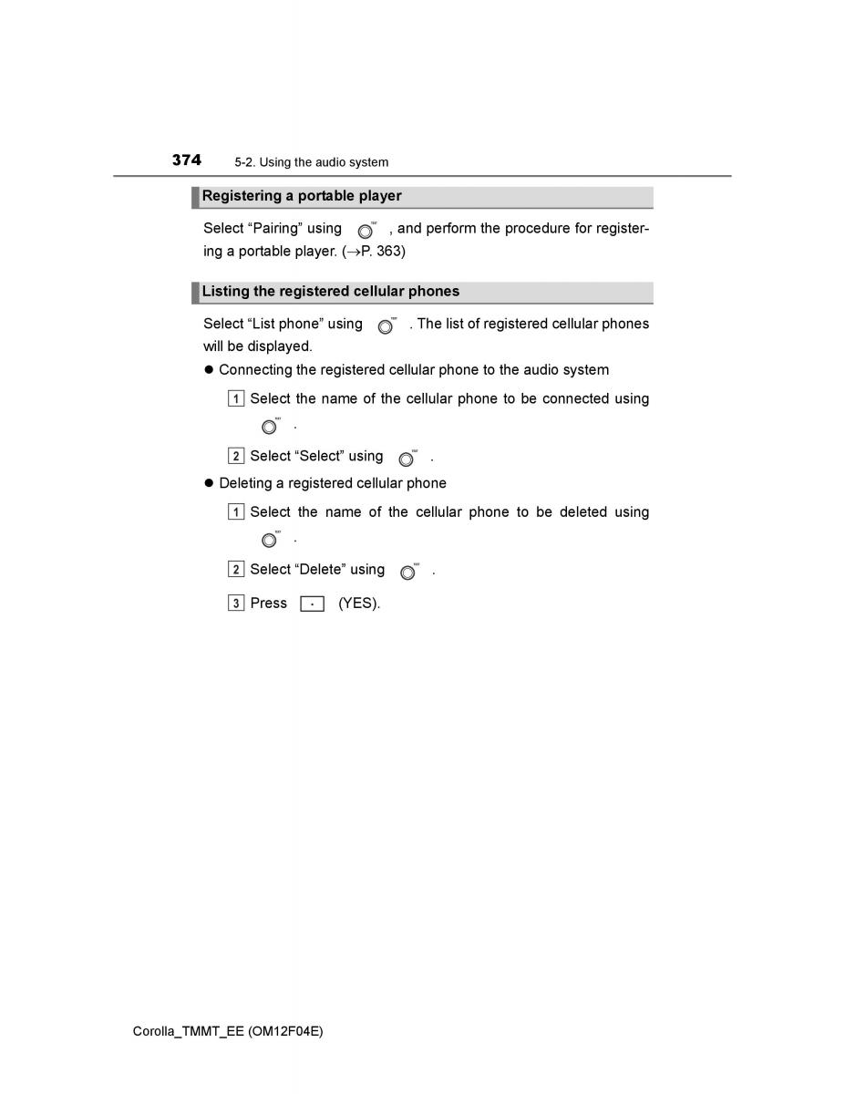 Toyota Corolla XI 11 E160 owners manual / page 374