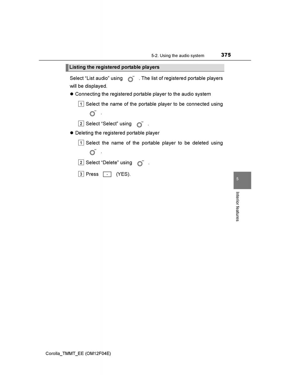 Toyota Corolla XI 11 E160 owners manual / page 375