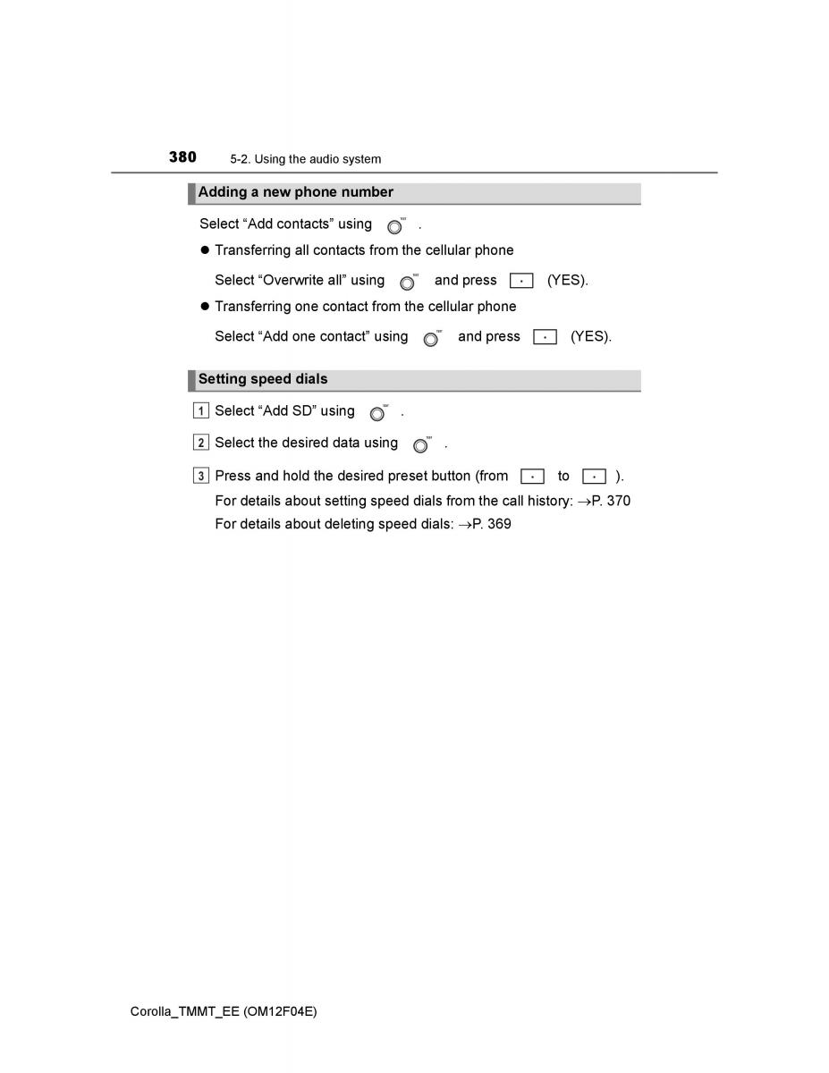 Toyota Corolla XI 11 E160 owners manual / page 380