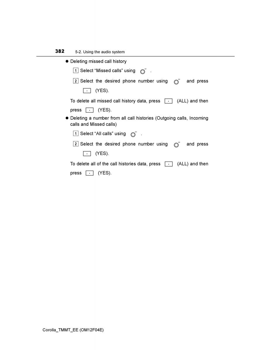 Toyota Corolla XI 11 E160 owners manual / page 382