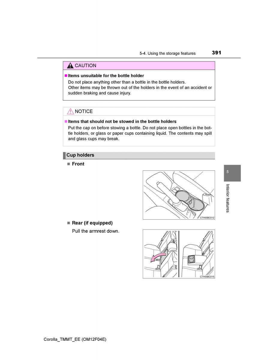 Toyota Corolla XI 11 E160 owners manual / page 391