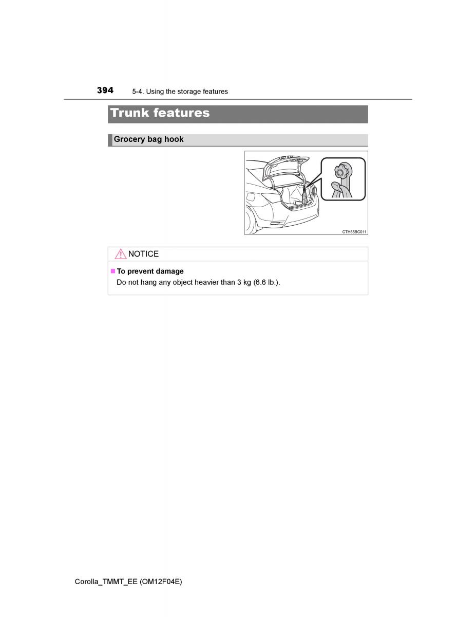 Toyota Corolla XI 11 E160 owners manual / page 394