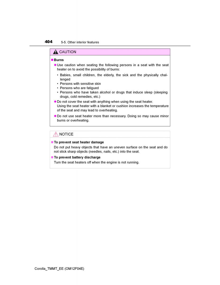 Toyota Corolla XI 11 E160 owners manual / page 404