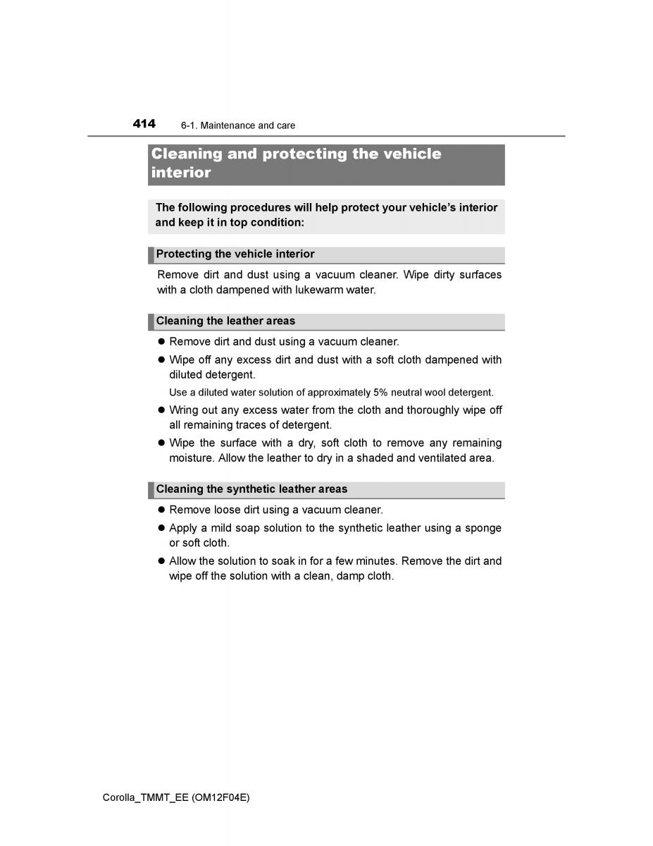 Toyota Corolla XI 11 E160 owners manual / page 414