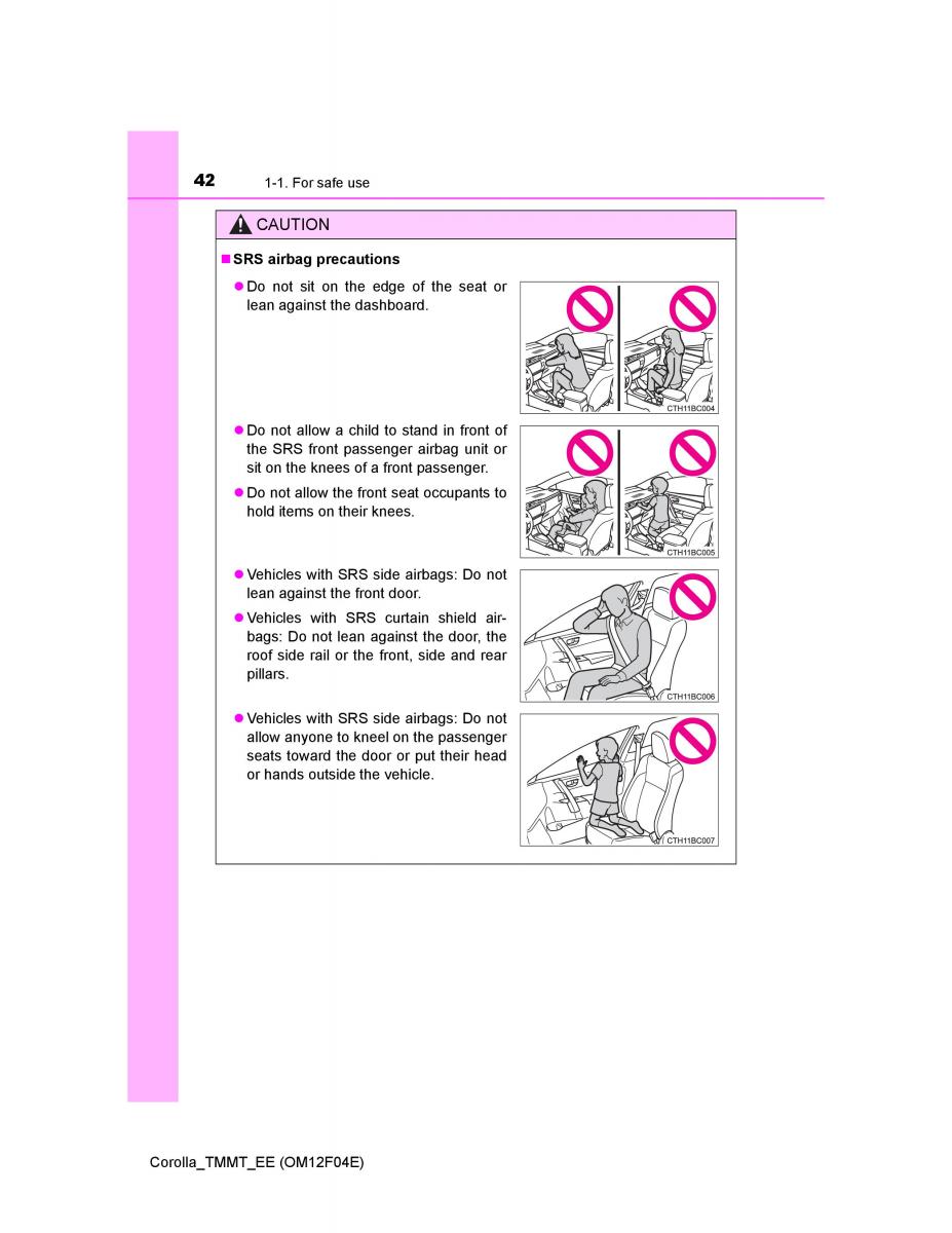 Toyota Corolla XI 11 E160 owners manual / page 42