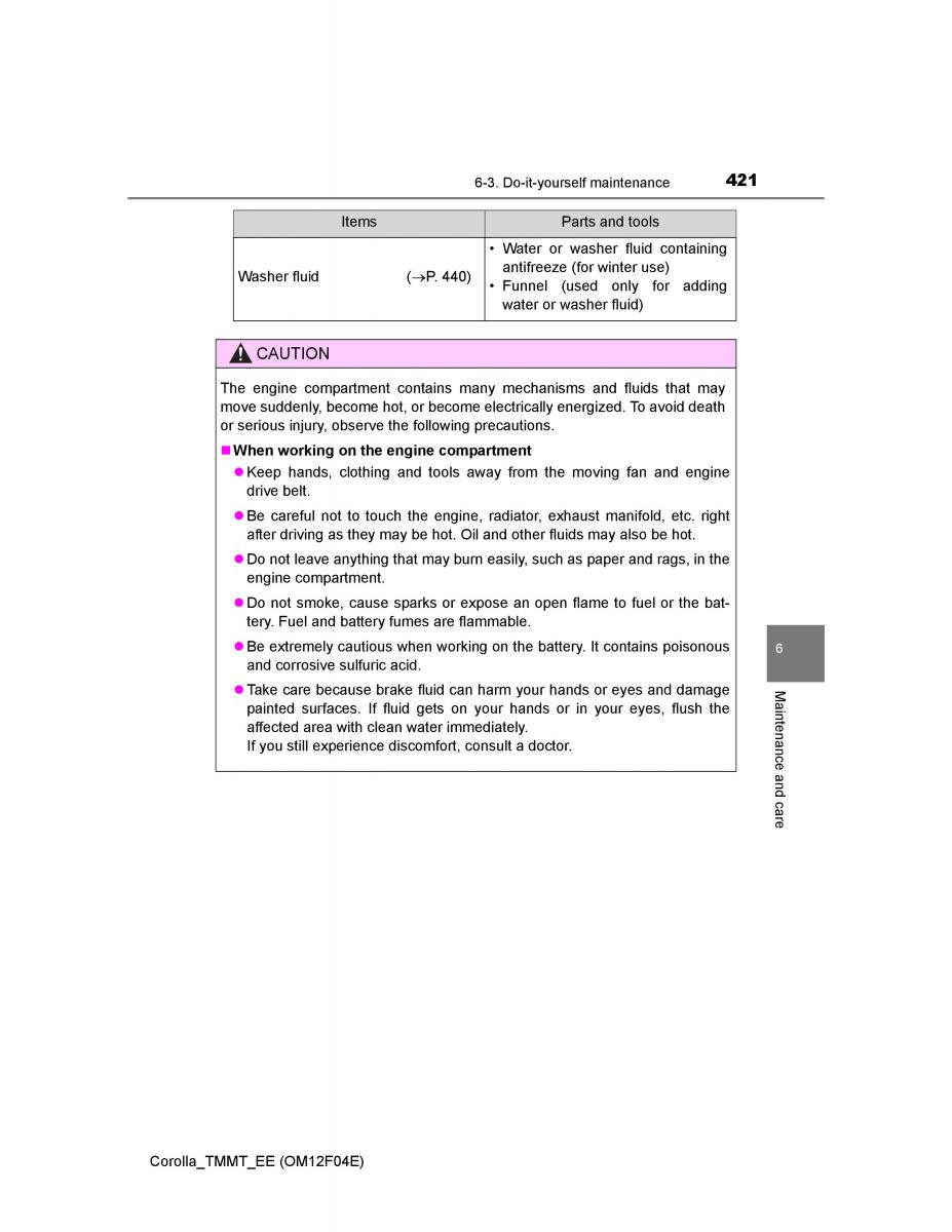 Toyota Corolla XI 11 E160 owners manual / page 421