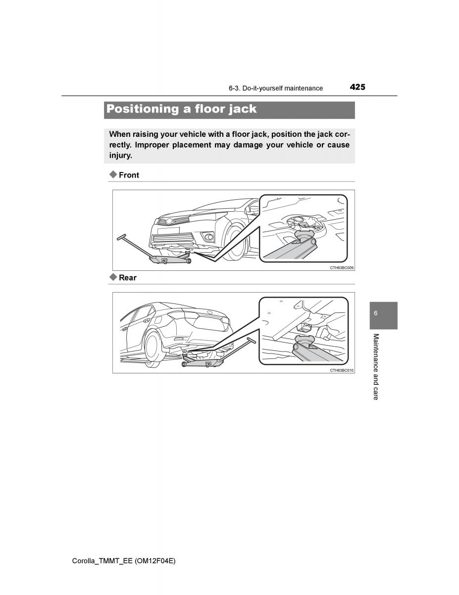 Toyota Corolla XI 11 E160 owners manual / page 425