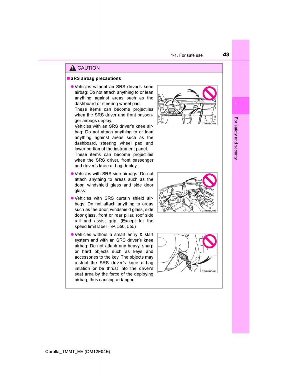 Toyota Corolla XI 11 E160 owners manual / page 43