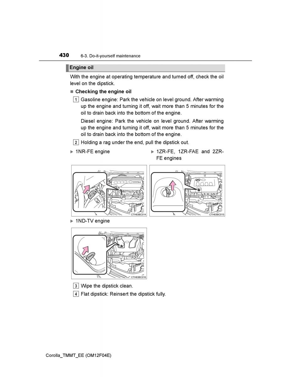 Toyota Corolla XI 11 E160 owners manual / page 430