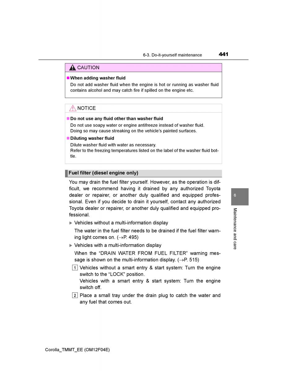 Toyota Corolla XI 11 E160 owners manual / page 441