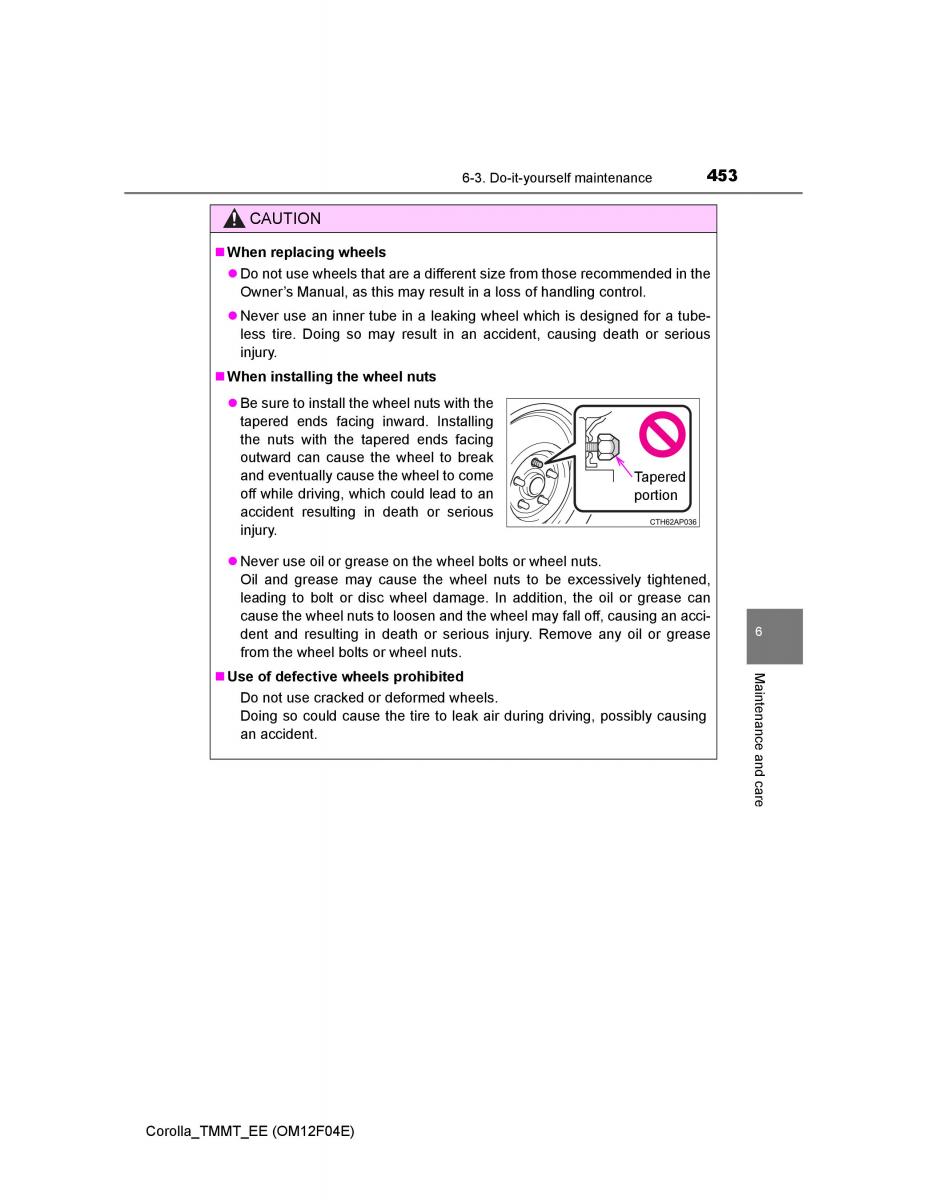 Toyota Corolla XI 11 E160 owners manual / page 453