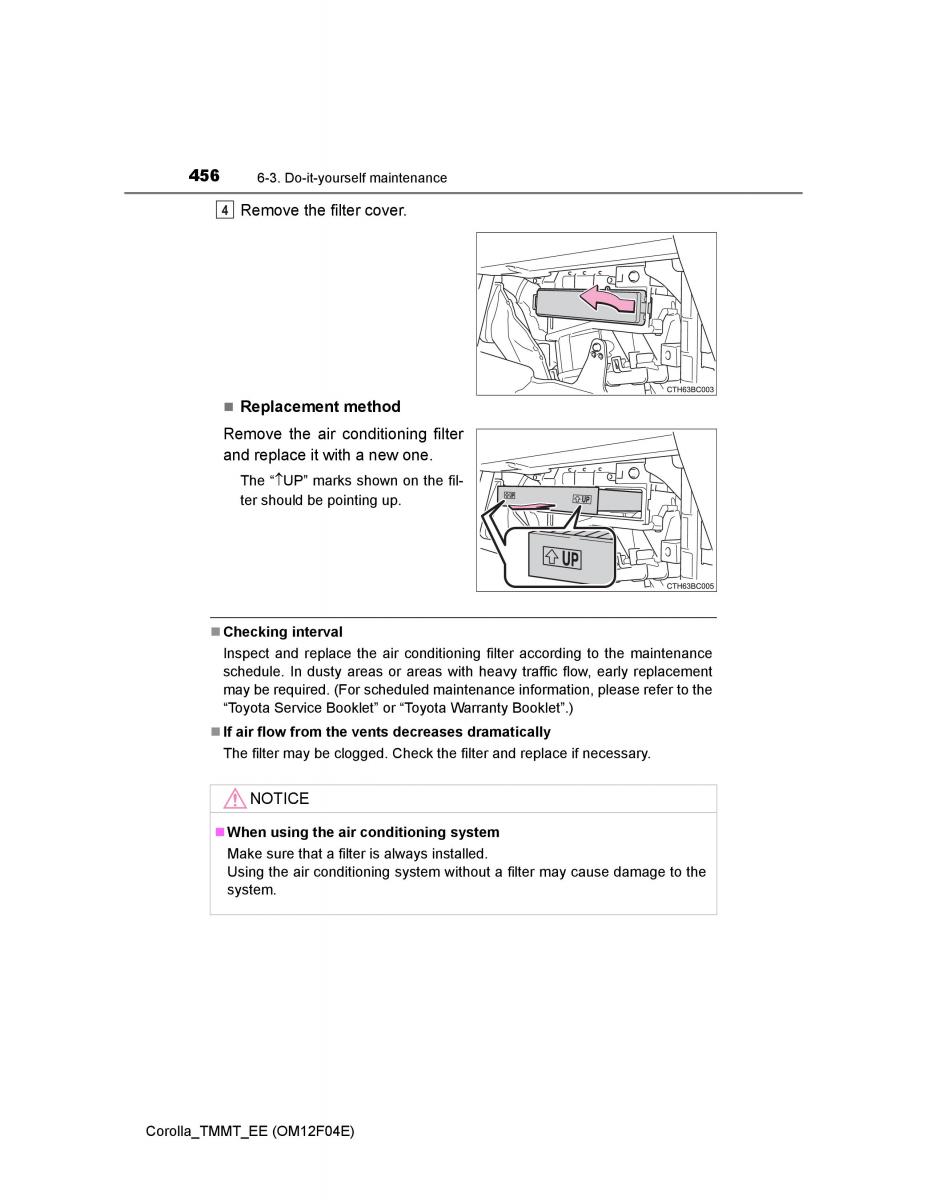 Toyota Corolla XI 11 E160 owners manual / page 456