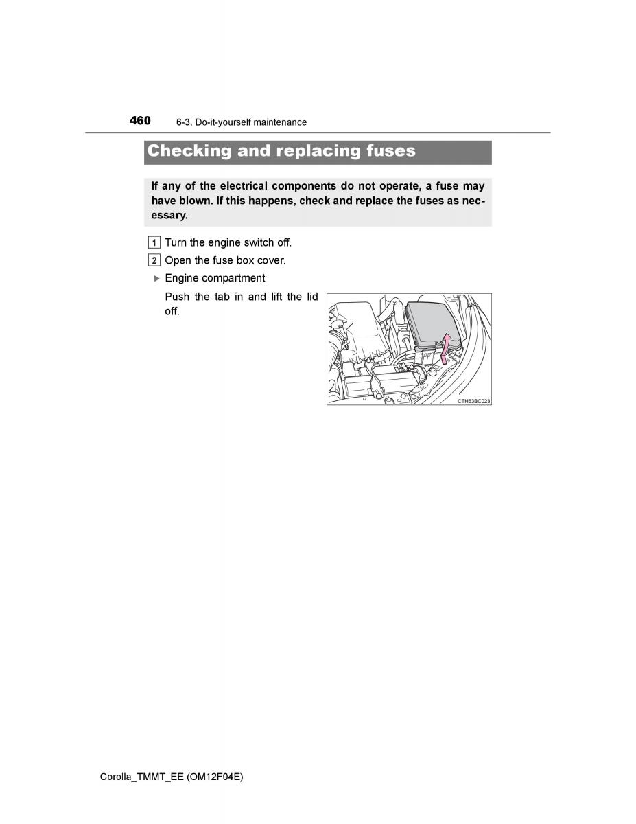 Toyota Corolla XI 11 E160 owners manual / page 460