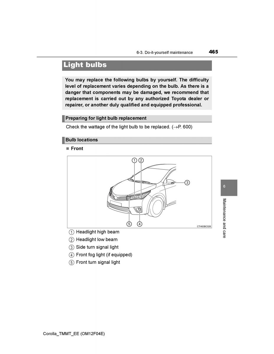 Toyota Corolla XI 11 E160 owners manual / page 465