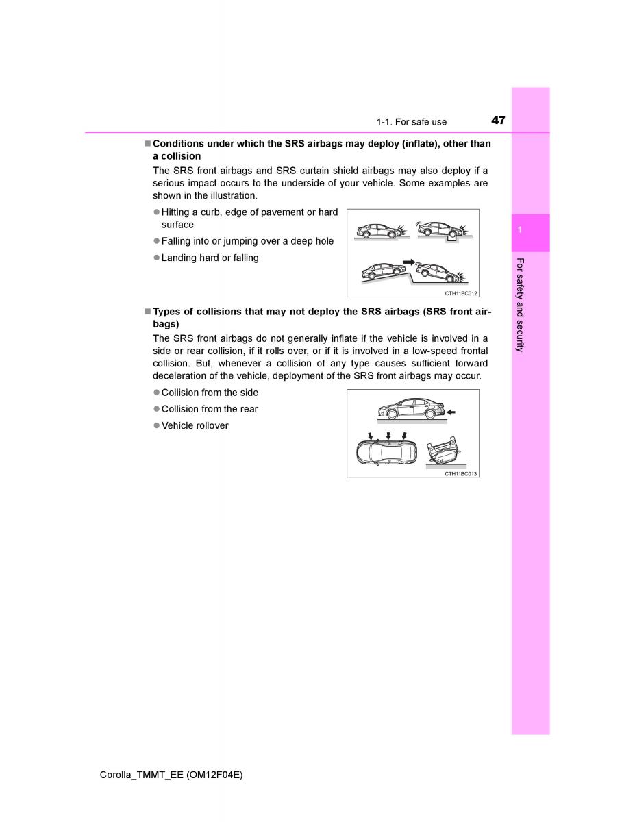 Toyota Corolla XI 11 E160 owners manual / page 47