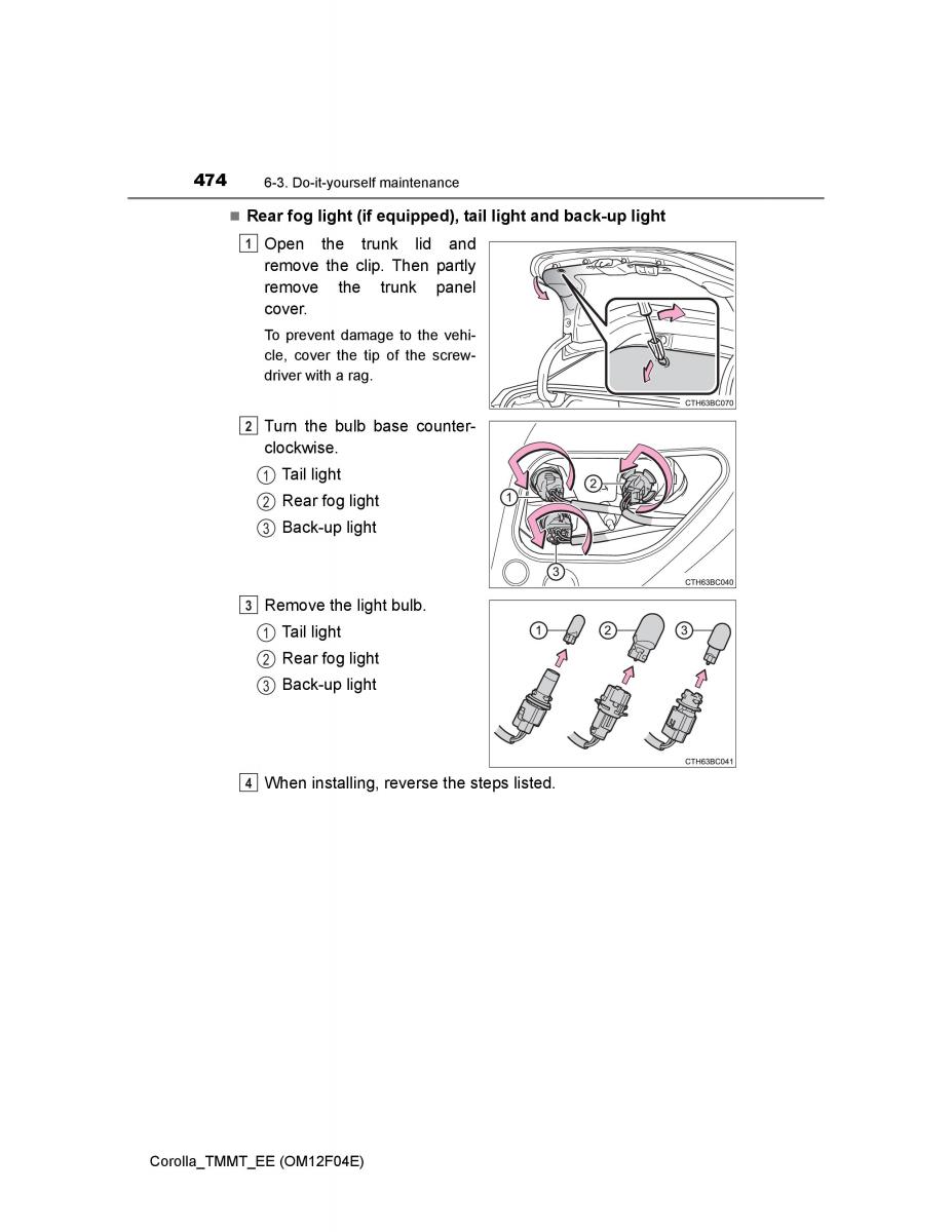 Toyota Corolla XI 11 E160 owners manual / page 474