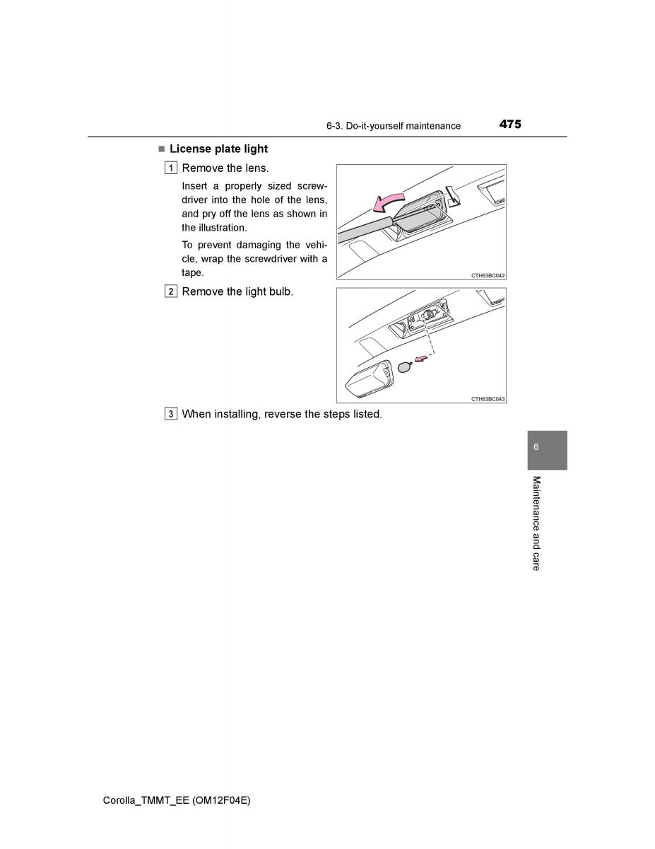 Toyota Corolla XI 11 E160 owners manual / page 475