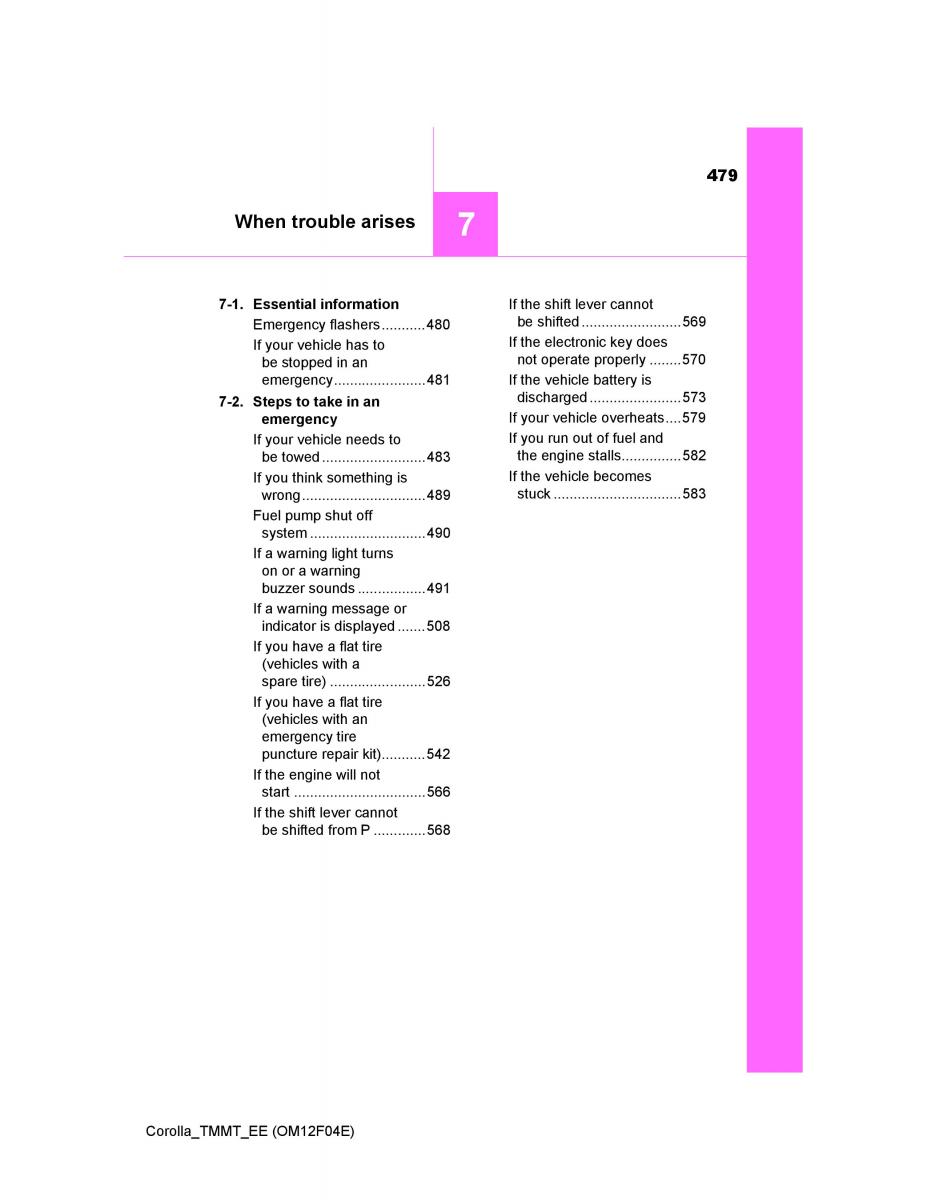 Toyota Corolla XI 11 E160 owners manual / page 479