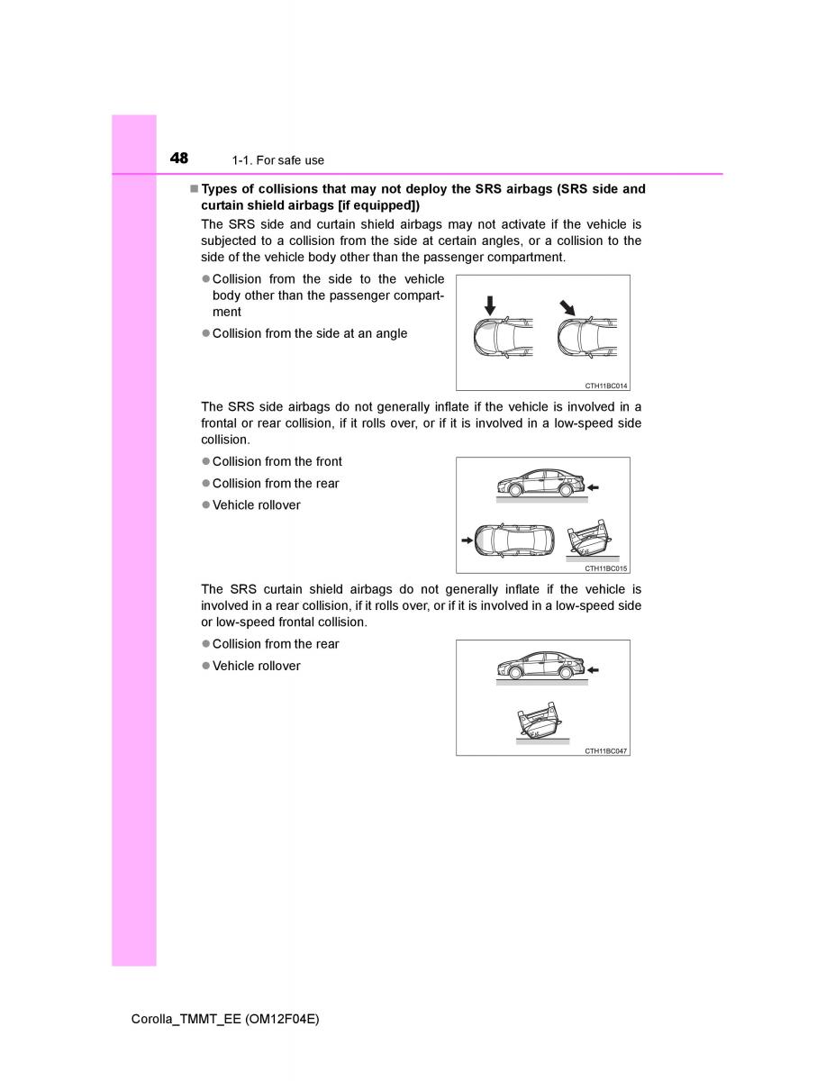 Toyota Corolla XI 11 E160 owners manual / page 48