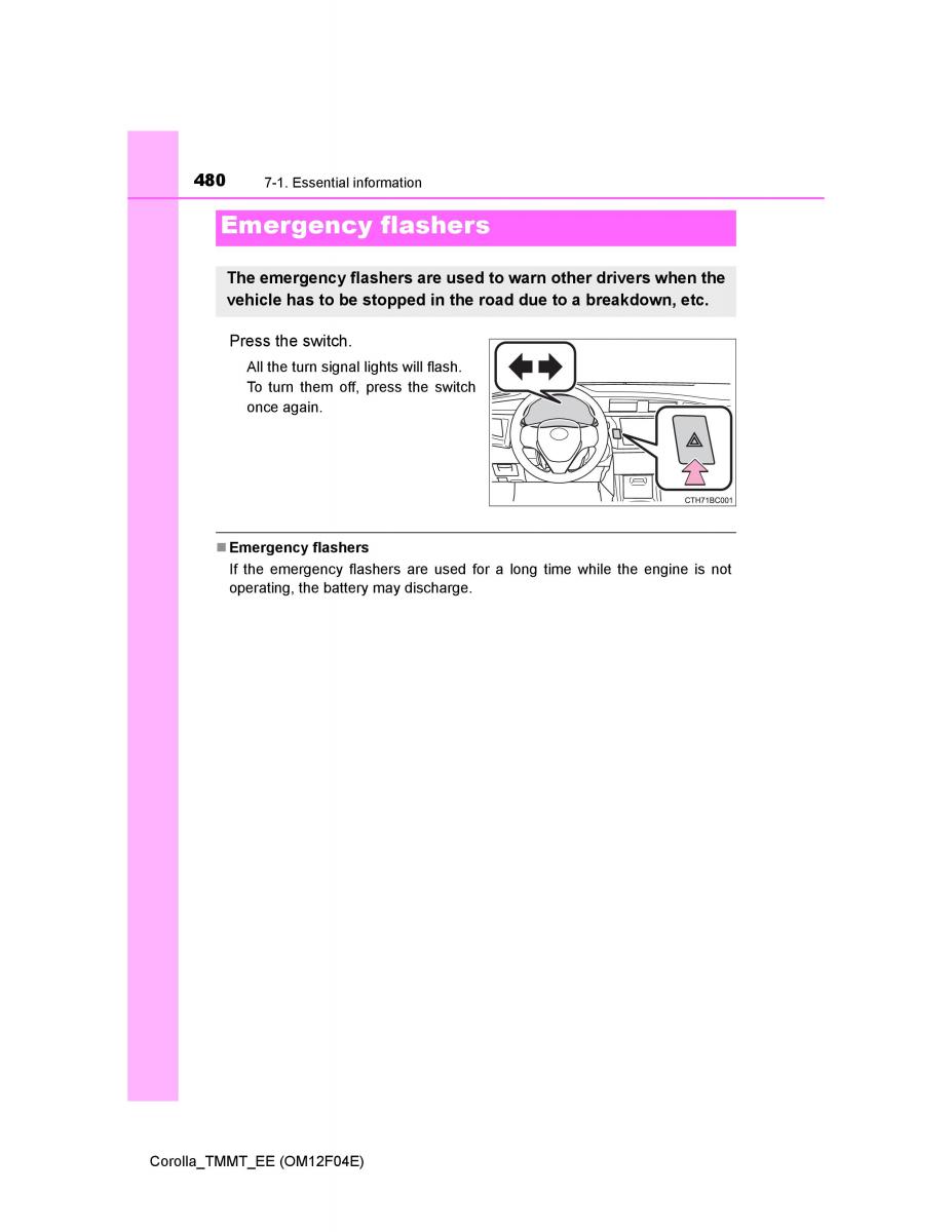 Toyota Corolla XI 11 E160 owners manual / page 480