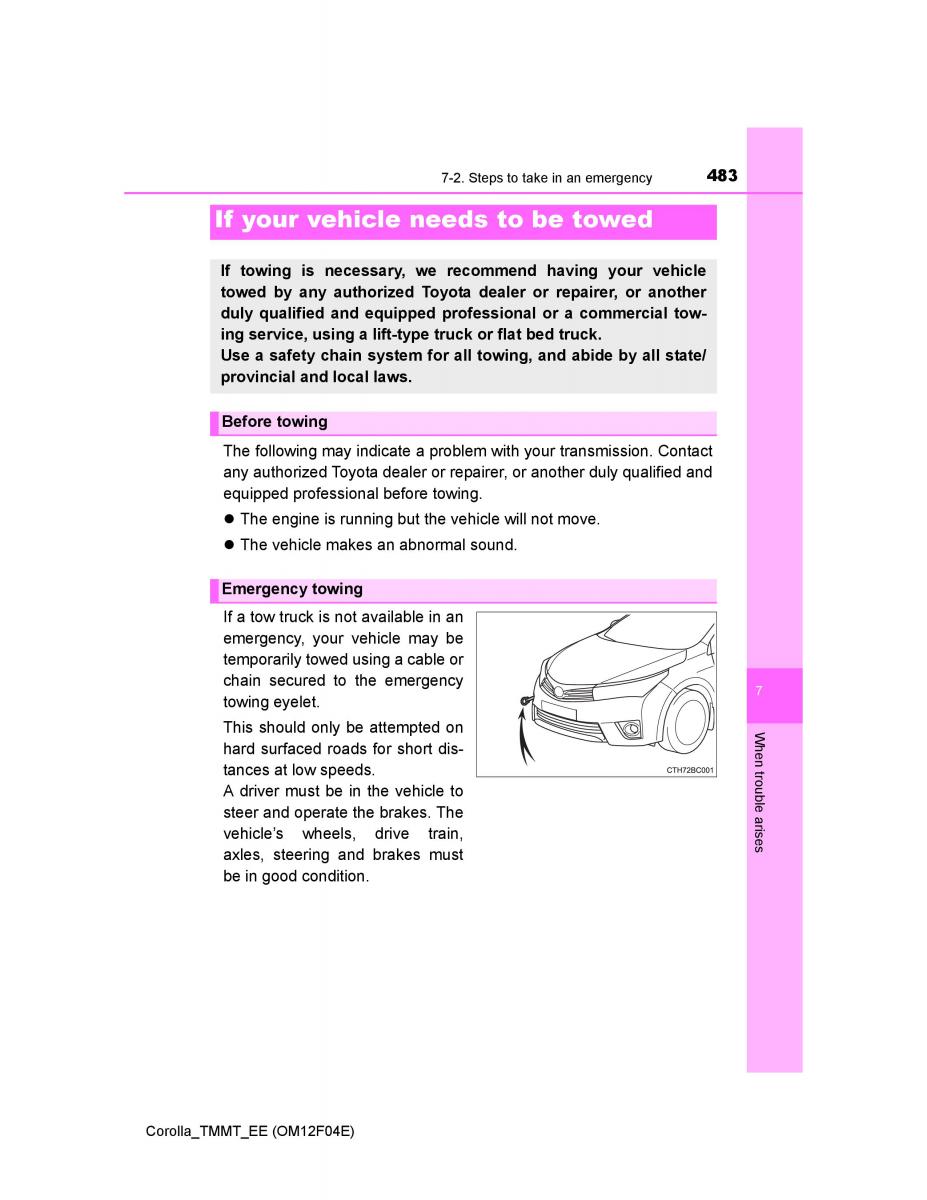 Toyota Corolla XI 11 E160 owners manual / page 483