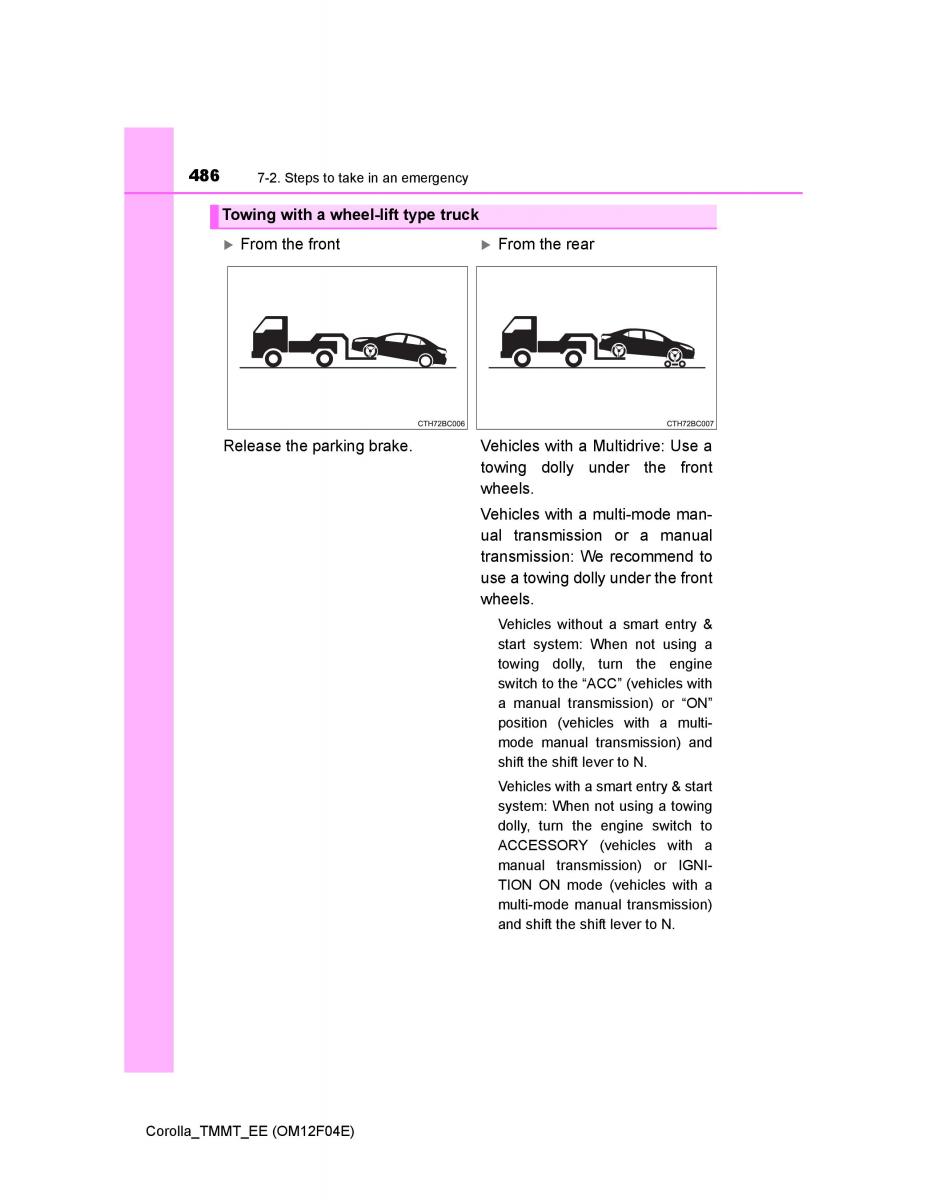 Toyota Corolla XI 11 E160 owners manual / page 486