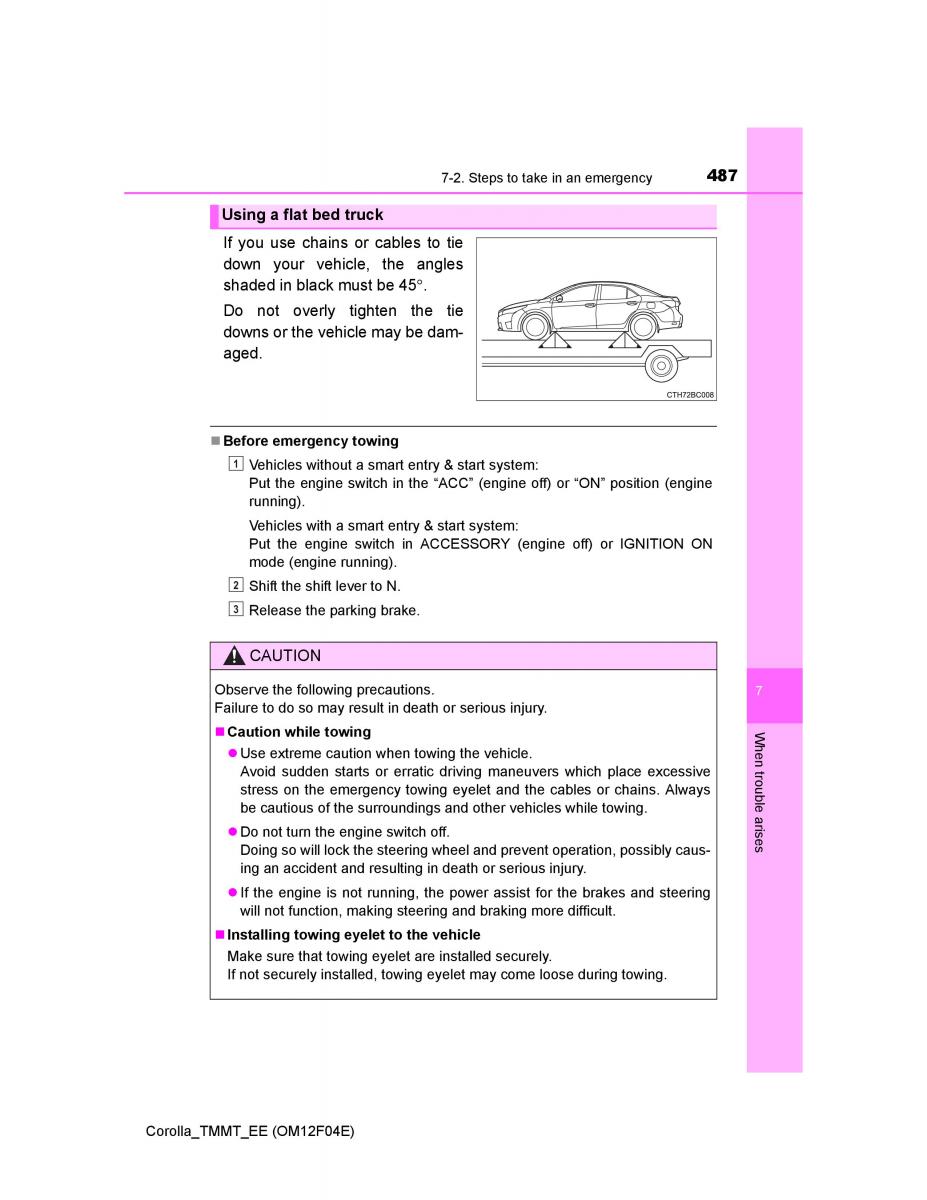 Toyota Corolla XI 11 E160 owners manual / page 487